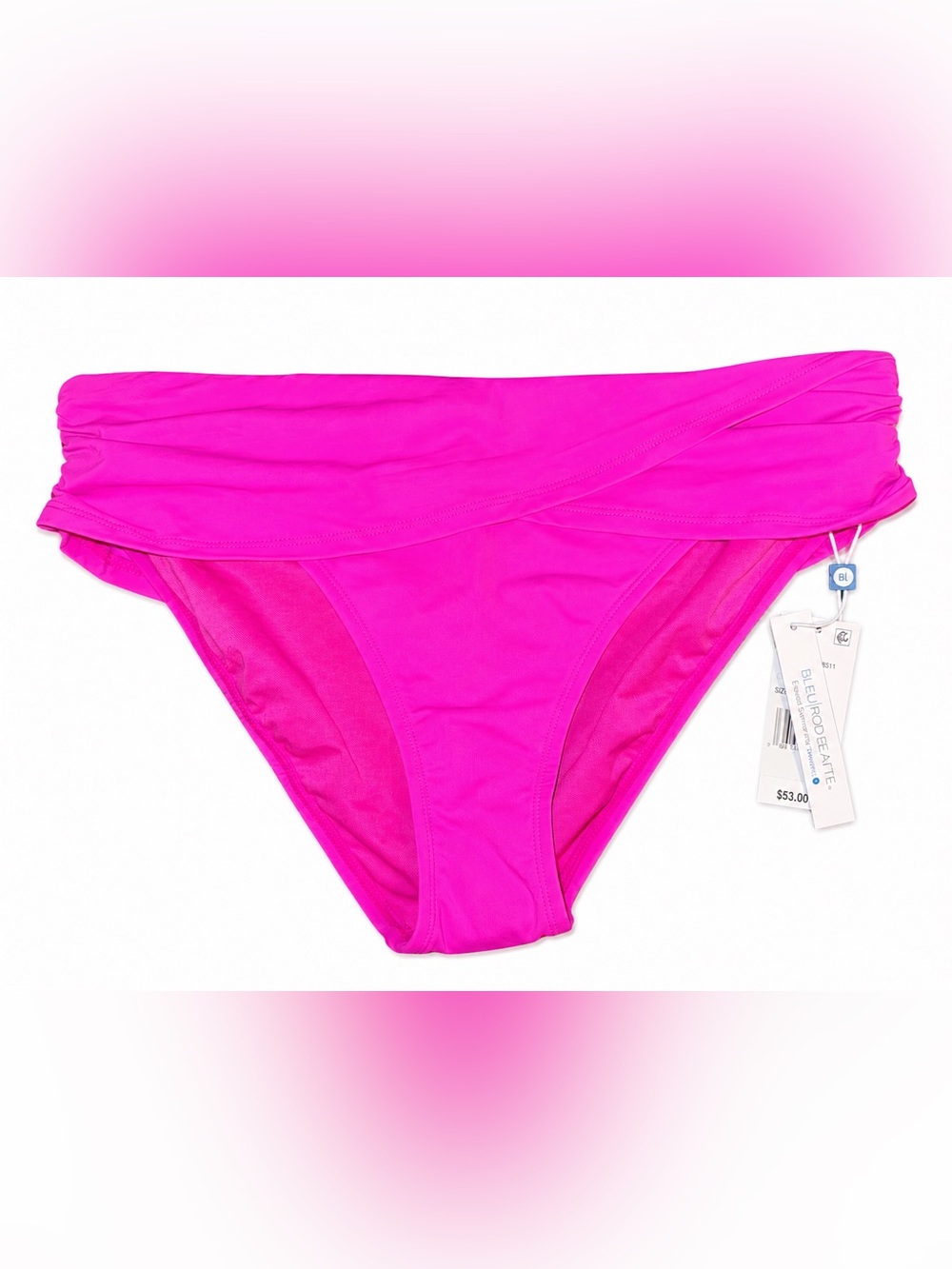 🆕 Bleu Rod Beattie Fold Over Bikini Bottom Dahlia Pink Size 12 Swim